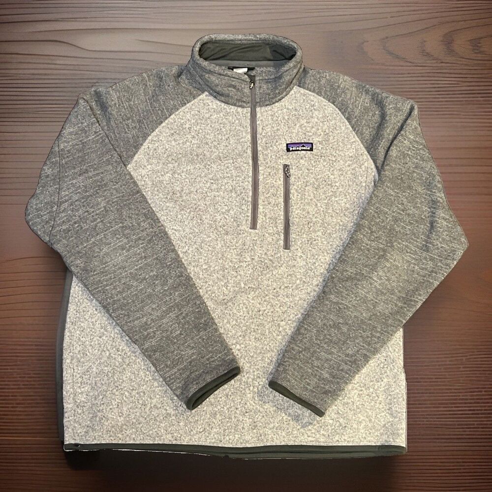 Patagonia Jacket Mens L Gray 1/4 Zip Better Sweater Zip Pockets Outdoors 25521